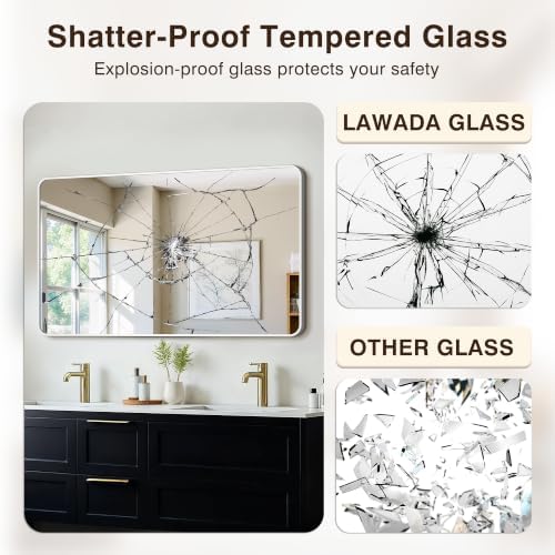 Vanity Bathroom Mirror, 50”x30” Silver Bathroom Mirror for Over Sink
