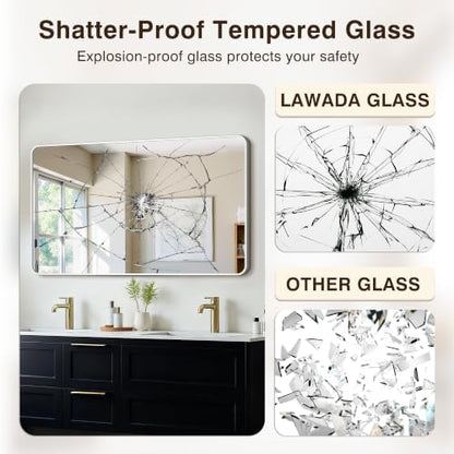 Vanity Bathroom Mirror, 50”x30” Silver Bathroom Mirror for Over Sink