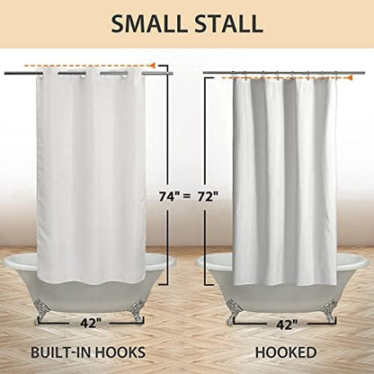 River Dream No Hook Stall Shower Curtain or Liner Microfiber White, 42x74