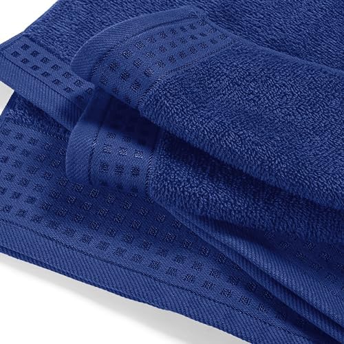 GLAMBURG Ultra Soft 4 Pack Oversized Bath Towel Set 27x54 inches, 100% Cotton Bath Towels, Highly Absorbant Compact Quickdry & Lightweight Towel, Ideal for Gym Travel Camp Pool - Navy Blue