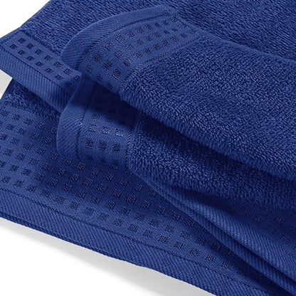 GLAMBURG Ultra Soft 4 Pack Oversized Bath Towel Set 27x54 inches, 100% Cotton Bath Towels, Highly Absorbant Compact Quickdry & Lightweight Towel, Ideal for Gym Travel Camp Pool - Navy Blue