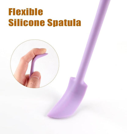 Silicone Spatula Set (6Pcs) - Mini Scraper Tool for Beauty & Food - Reach Every Last Drop, Multi-Size Spatulas for Makeup Jars, Lotion Bottles & Kitchen Containers (Purple)