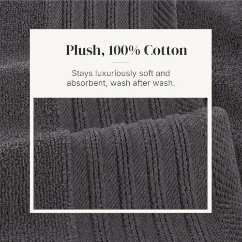 Modern Threads 6 Piece Bath Towel Set – Bathroom Towel Set with 2 Bath Towels, 2 Hand Towels & 2 Washcloths – 100% Cotton, Soft & Absorbent – Geometric (Charcoal)