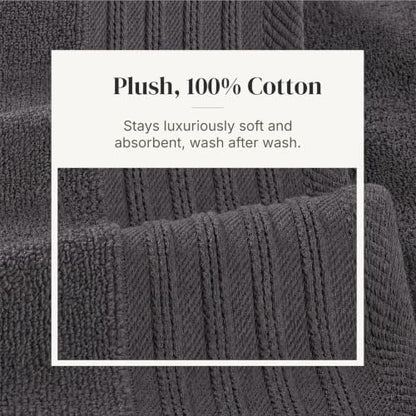 Modern Threads 6 Piece Bath Towel Set – Bathroom Towel Set with 2 Bath Towels, 2 Hand Towels & 2 Washcloths – 100% Cotton, Soft & Absorbent – Geometric (Charcoal)
