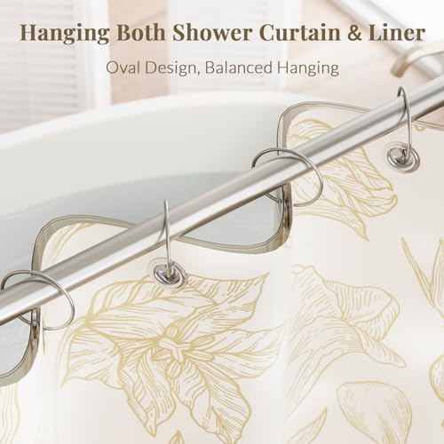 Bathway Shower Curtain Rings, Shower Curtain Hooks 12 Pcs Anti-Drop Shower Rings for Curtain, Brushed Nickel Shower Curtain Rings Rust Proof, Metal Shower Hooks for Shower Curtain Rod Bathroom