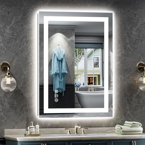 Briivue 24x36 Inch LED Bathroom Mirror with Lights, Backlit & Front Lit