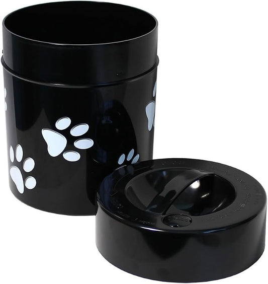Tightpac Pawvac Kilovac Airtight Pet Food Container – Multi-Use Vacuum Container for Pet Food and other Dry Goods – 2.5 lbs / 40 oz / 3.8L, Wide-Mouth, Patented Vacuum Seal, Black with Paws