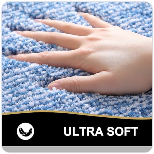 OLANLY Bathroom Runner Rugs 70x24, Extra Long Bath Mats for Bathroom, Blue