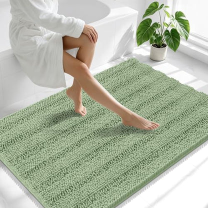 Smiry Thick Chenille Large Bathroom Runner Rugs 44x32, Bath Mat, Sage Green