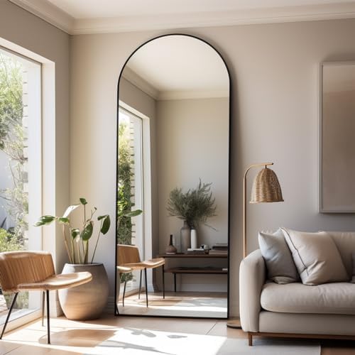 Dewfig Full Length Mirror, 70"x26" Arched Full Body Mirror, Black