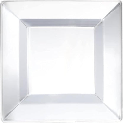 Party Essentials Party Supplies Disposable Classic Square Plastic Plates For Wedding/All Occasions, 8", 10-Count, Clear