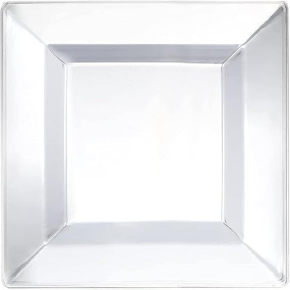 Party Essentials Party Supplies Disposable Classic Square Plastic Plates For Wedding/All Occasions, 10.75", 40-Count, Clear