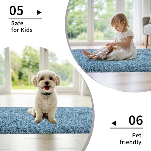 Disolla Blue Bathroom Rug 24x48 - Non-Slip Plush Thick Bath Mat, Highly Absorbent & Ultra Soft Fluffy Floor Mat, Machine Washable for Shower and Tub