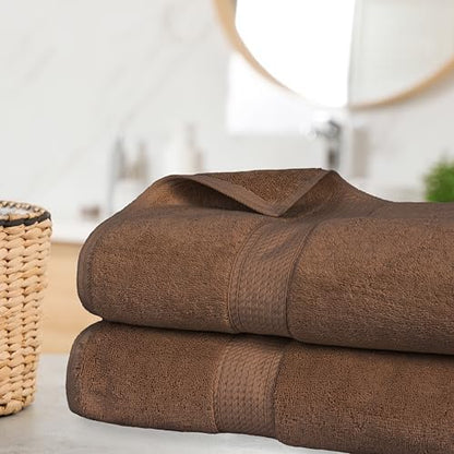SUPERIOR Egyptian Cotton Pile Plush Bath Sheet, 2 Piece Set, Chocolate