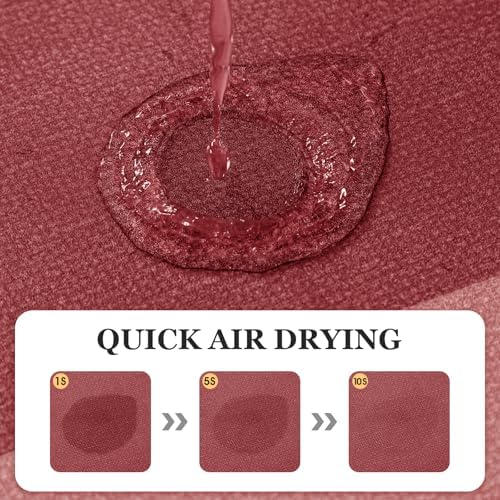 ACCUMTEK Non Slip Bath Mat, Thin Bathroom Rugs Fit Under Door, Quick Dry Bath Mats, Machine Washable Bath Rugs for Bathroom, Bathtub & Kitchen, Red/Bordered/32 x20