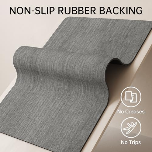 Mecko Bath Mat 16"x24",Ultra Thin Bathroom Rug fit Under Door Grey