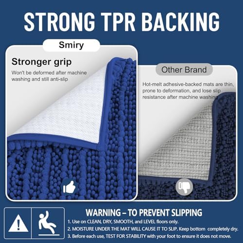Smiry Bathroom Rugs 34X21, Extra Soft Rubber Backing Chenille Bath Mats