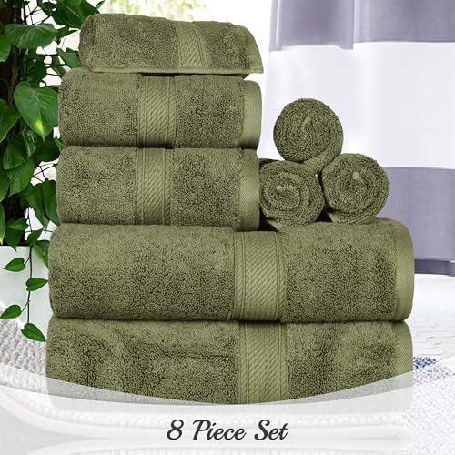 Superior Egyptian Cotton Ultra Plush & Absorbent, 8 Piece Set, Forest Green