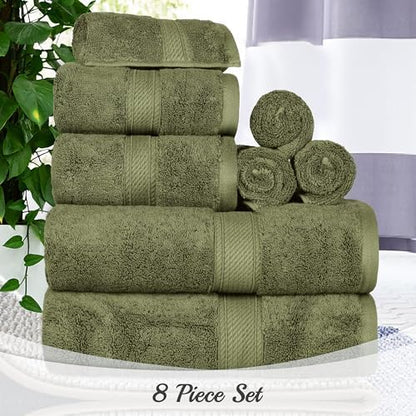 Superior Egyptian Cotton Ultra Plush & Absorbent, 8 Piece Set, Forest Green