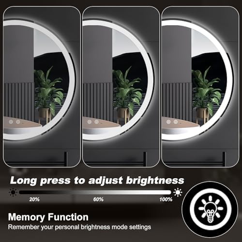 NEWBULIG 24'' Round LED Bathroom Mirror with Lights, Circle Vanity Mirror