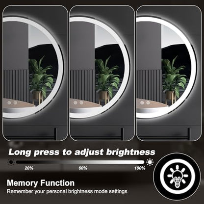 NEWBULIG 24'' Round LED Bathroom Mirror with Lights, Circle Vanity Mirror