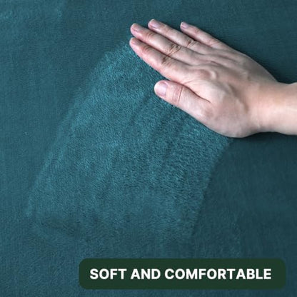 H.VERSAILTEX Bath Mat Memory Foam Set Bathroom Rug Set Flannel Velvety Extra Soft and Absorbent Non Slip Rugs for Bathroom/Bedroom Washable(47"x 17" + 17"x 24" + 20"x 24"U-Shaped, Dark Teal)
