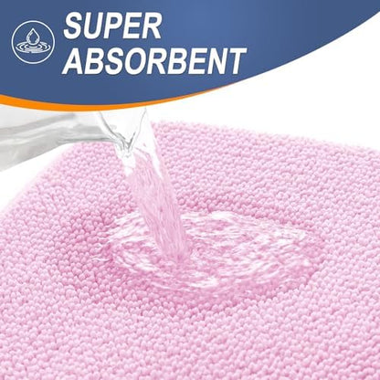OLANLY Thick Memory Foam Small Bathroom Rug 24x16, Absorbent Bath Mat, Pink