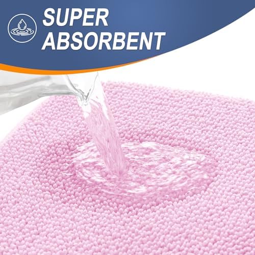 OLANLY Thick Memory Foam Bathroom Rugs 30x20, Soft Absorbent Bath Mat, Pink