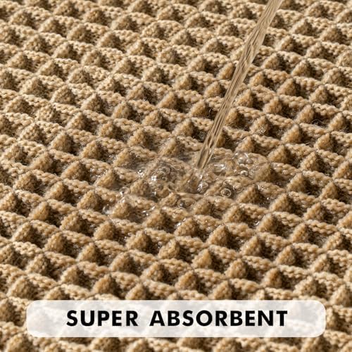 MIULEE Set of 2 Waffle Bathroom Runner Rugs Brown 2'x5'(24"x60")