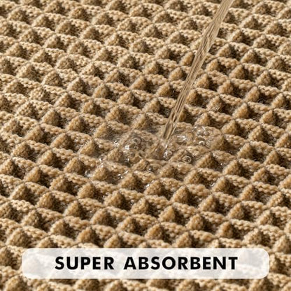 MIULEE Set of 2 Waffle Bathroom Runner Rugs Brown 2'x5'(24"x60")