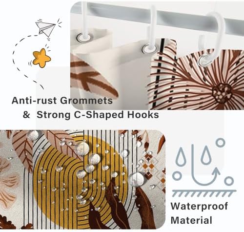Boho Brown Shower Curtain for Bathroom 72x96 Inch