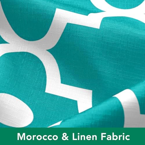 Fabric Modern Extra Long Shower Curtains for Bathroom-Turquoise and White