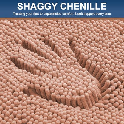 Smiry Bathroom Rugs 24X16, Luxury Chenille Extra Soft Absorbent Bath Mat