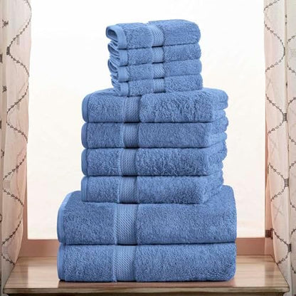 SUPERIOR Egyptian Cotton Ultra Plush & Absorbent, 10 Piece Set, Denim Blue