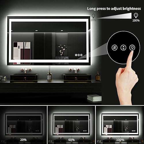 LOAAO 48"X28" LED Bathroom Mirror with Lights, UL Listed