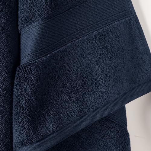 SUPERIOR Egyptian Cotton Plush & Absorbent, Bath Towel Set of 2, Navy Blue