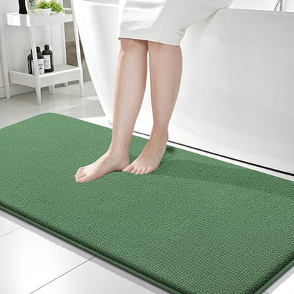 OLANLY Memory Foam Bathroom Runner Rugs 59x24, Long Bath Mats, Olive Green