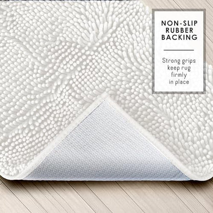 Hearth & Harbor Bathroom Rugs, Chenille Bath Mat - Machine Washable Bath Mats for Bathroom Non-Slip Backing Rubber, Quick Dry Bathroom Mat