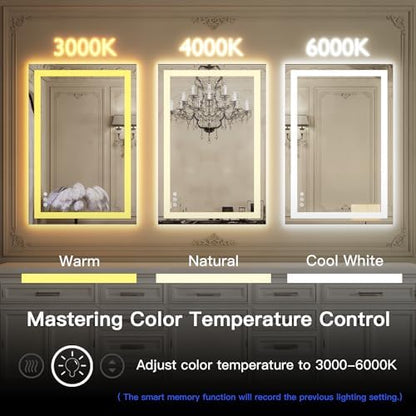 ISKM 24x32 LED Mirror for Bathroom, Front and Back Lit, Anti-Fog, Dimmable