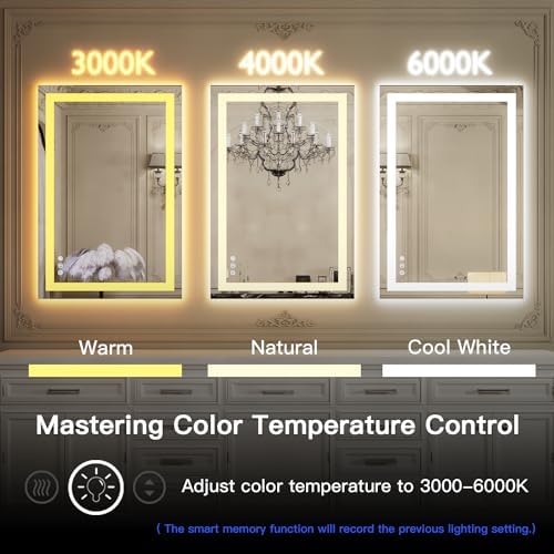ISKM 36x24 LED Mirror for Bathroom, Front and Back Lit, Anti-Fog, Dimmable