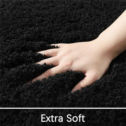 LOCHAS Bathroom Rugs 36x24 Inch, Microfiber Bath Rug Non Slip, Black