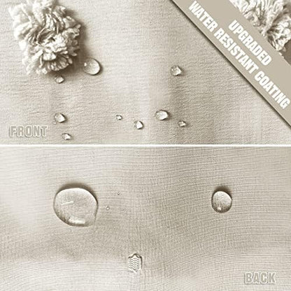 Siiluminisoy Boho Farmhouse Beige Shower Curtain, 72 x 72 Tufted Pleat Floral Puffs Textured Modern Farmhouse Minimalist Shower Curtain Set with Hooks for Bathroom
