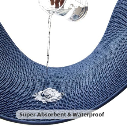 TYUU Large Bathroom Rugs Non Slip Washable Bath Rugs Super Absorbent Bathroom Rug Thin Quick Dry Low Pile Bath Mats, Navy Blue 36"x60"