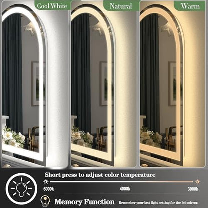 28x38 Inch Arched LED Bathroom Mirror
