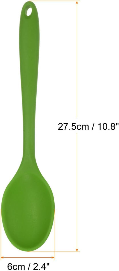 HARFINGTON 2Pcs Silicone Spoons, Heat Resistant Kitchen Cooking Utensil Spoon for Cooking, Mixing, Stirring and Serving, Olive