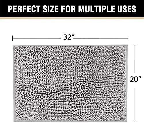 H.VERSAILTEX Microfiber Bath Rugs Chenille Floor Mat Ultra Soft Washable Bathroom Dry Fast Water Absorbent Bedroom Area Rugs Grey, 20 inches by 32 inches