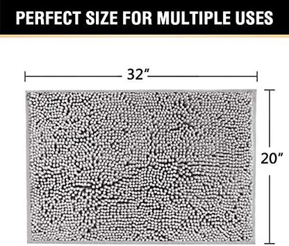 H.VERSAILTEX Microfiber Bath Rugs Chenille Floor Mat Ultra Soft Washable Bathroom Dry Fast Water Absorbent Bedroom Area Rugs Grey, 20 inches by 32 inches