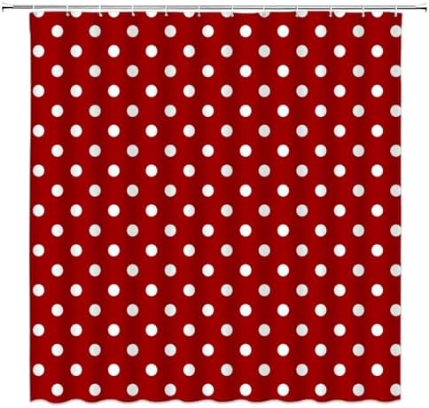 Polka Dot Shower Curtain Red White Retro Spot Vintage Fabric Decorative Bathroom Curtains with Hooks,70" Wx78 H
