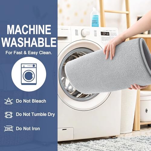 OLANLY Memory Foam Bathroom Runner Rugs 47x24, Long Bath Mats, Light Grey