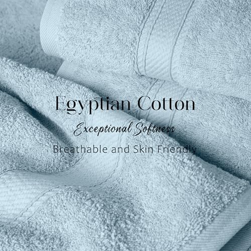 SUPERIOR Egyptian Cotton Plush & Absorbent, Bath Towel Set of 2, Light Blue